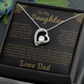 To My Daughter Heart Necklace with Love Dad Message Card - Elegant Gift for Daughters