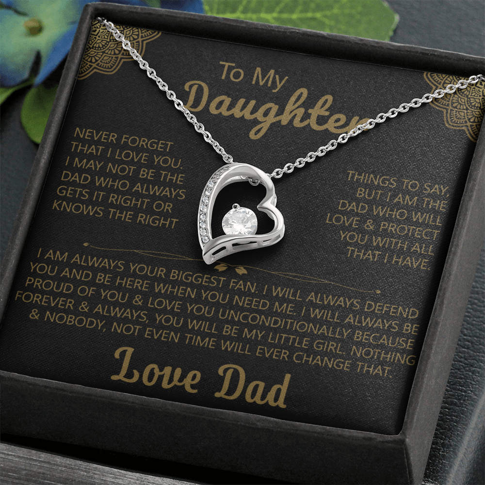 To My Daughter Heart Necklace with Love Dad Message Card - Elegant Gift for Daughters