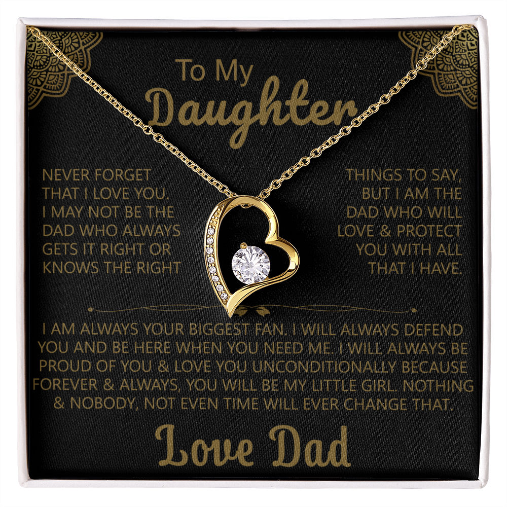 To My Daughter Heart Necklace with Love Dad Message Card - Elegant Gift for Daughters