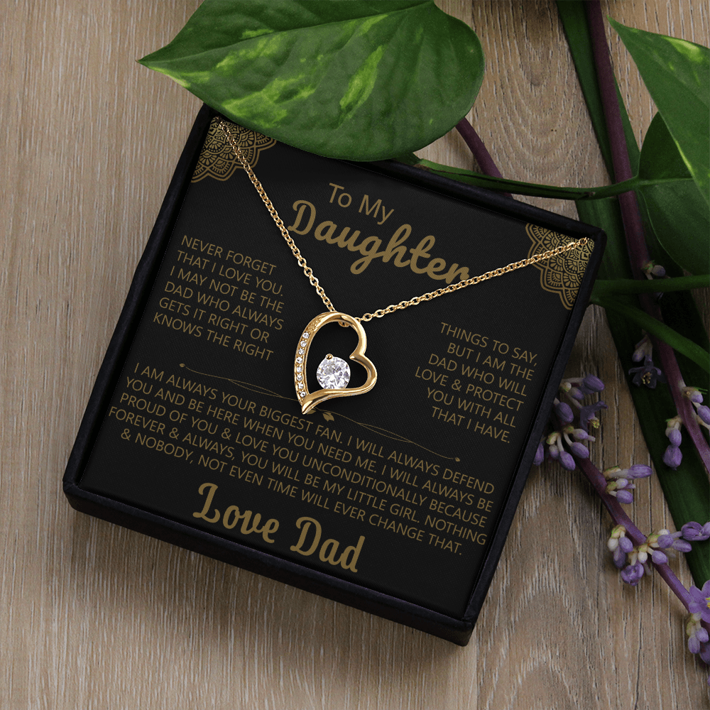 To My Daughter Heart Necklace with Love Dad Message Card - Elegant Gift for Daughters