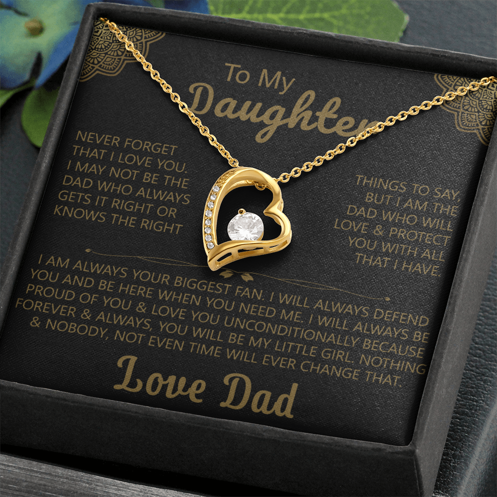 To My Daughter Heart Necklace with Love Dad Message Card - Elegant Gift for Daughters