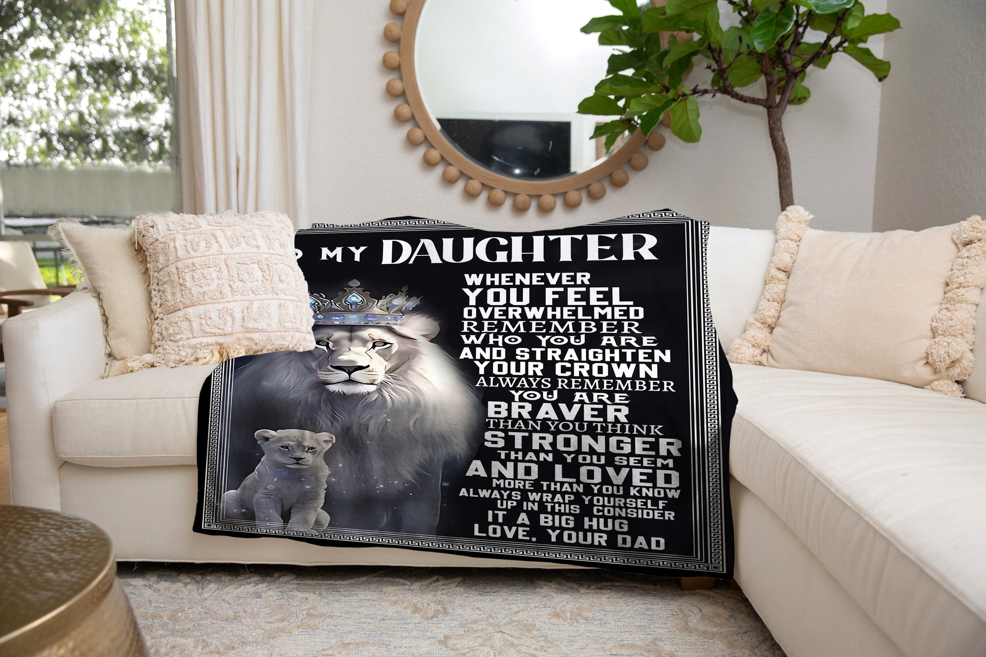 To My Daughter – King Lion Sherpa Fleece Blanket from Dad